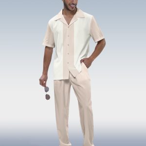 b3ddeb62c72990dc89ba6859650806e189f2150ceeff2152a382656ebc6e2af7.jpg Suitmens Men's Casual Color Block Short Sleeve Walking Suit