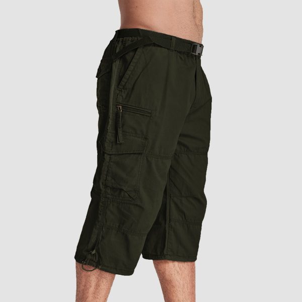 b3e5f2af648e2ae9f26226750bf0af04720ce7f220387f78f347d6e2ee9a8a40.jpg Men Summer Casual 3/4 Long Cargo Shorts Twill Cotton Elastic Waist Multiple Pockets Comfortable Capris Trousers