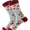 Christmas Cotton Jacquard Santa, Elk, Snowflake Pattern Socks, Festive Matching Red Socks