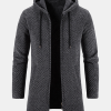 Long Line Textured Hooded Sweater