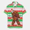 Christmas Big Foot Chest Pocket Short Sleeve Casual Shirt