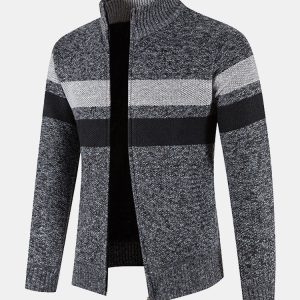 Striped Zip Up Sweater