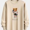 Astronaut Bear Print Relax Fit Sweatshirt