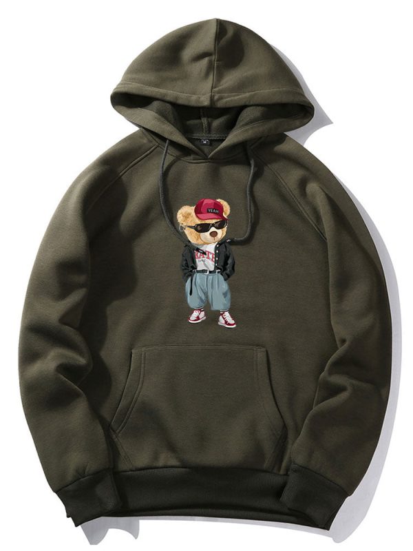Hip Hop Style Bear Print Hoodie