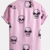 Skull Print Button Up Shirt