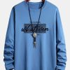 Long Sleeve Slogan Print Cotton T-Shirt