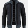Zip Up Faux Suede Patchwork Sweater