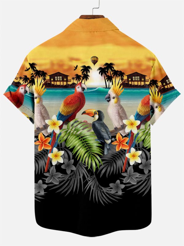 Suitmens Men's Men's Tiki Style Hawaiian Vacation Print Three-Piece Set 034