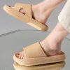 Summer Beach Thick Bottom Non-slip Plastic Slippers Khaki Casual Slip-on Slippers For Women, Khaki Women's Plastic Slippers