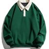 Relax Fit Contrast Polo Sweatshirt