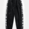 Corduroy Paisley Print Panel Pants