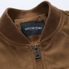 Suede Bomber Jacket With Quilted Liner