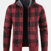 Plaid Zip Up Hooded Sweater