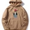 Hip Hop Style Bear Print Hoodie