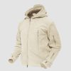 Men's Hoodie Fleece Jacket with 6 Zip-Pockets Warm Winter Jacket Military Tactical Jacket