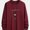 Long Sleeve Grateful Print Cotton T-Shirt