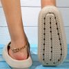 Women Beige Soft Thick Bottom Slides, Anti-slip Bathroom Slippers