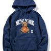New York Basketball Bear Print Hoodie