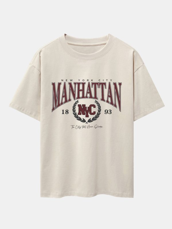 bdfce75aba2f13d35e65d2c34e69c95f3d22edafb8ca37f284dabd91a59deff5.jpg Manhattan Varsity Print Heavy Weight Oversize T-Shirt