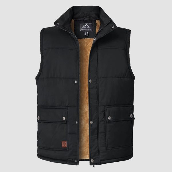 bef337917ba05d29a4eeea962b5b044400a43fe87b15ca9984add359ad237667.jpg Men's Outerwear Vests Sleeveless Winter Stand Collar Padded Vest Warm Fleece Lined