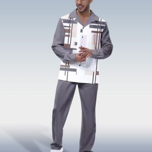 Men's Casual Gray Long Sleeve Walking Suit