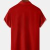 Santa Claus Christmas Deer Chest Pocket Short Sleeve Shirt