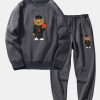 Basketball Bear Print Sweatshirt & Jogger Pants