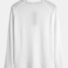Long Sleeve Arc Hem Waffle Henley Shirt