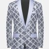 Elegant Plaid Sequin Shawl Lapel One Button Slim Fit Blazer