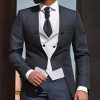 Dressy Solid Color Double Breasted Plus Size Blazer & Blazer Vest & Pants 3Pcs Set