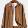 Long Sleeve Flap Pocket Corduroy Shirt
