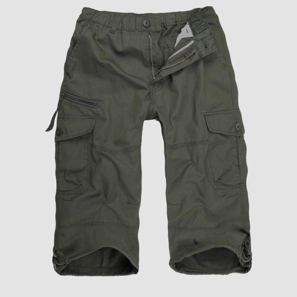 c6574b717ed0543226627142c4ad4ca1261b352e092b23fe518eb1bfcc0c4e7e.jpg Men Summer Casual 3/4 Long Cargo Shorts Twill Cotton Elastic Waist Multiple Pockets Comfortable Capris Trousers