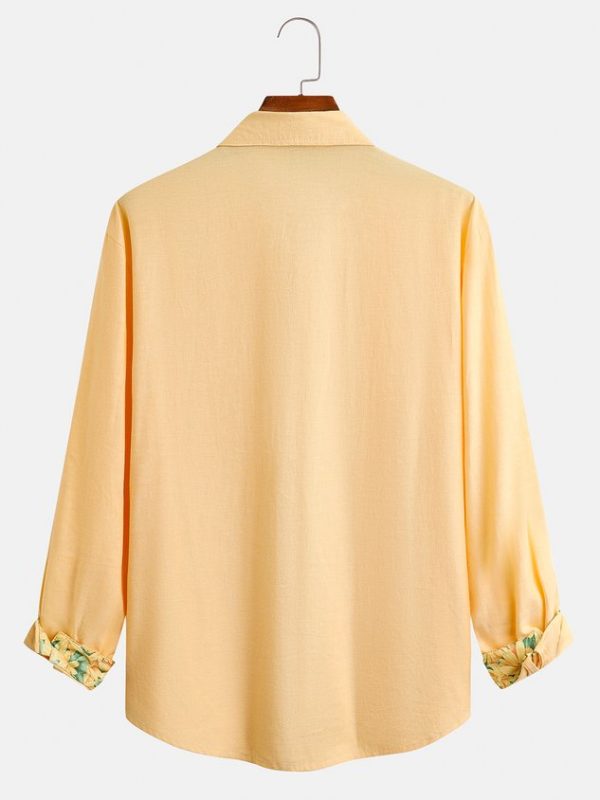 Hardaddy Cotton Floral Contrast Long Sleeve Shirt