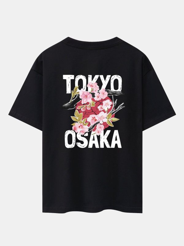Tokyo Cherry Blossoms Back Print Heavy Weight Oversize T-Shirt