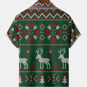 Christmas Chest Pocket Short Sleeve Hawaiian Shirt