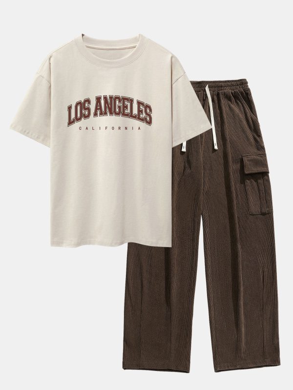c9ac84df03a35302035787291d38cc2beb689fe83314aada16e1d4f6ac7d2219.jpg Los Angeles Print Heavy Weight Oversize T-Shirt & Loose Fit Corduroy Cargo Pants