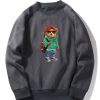 Guitar Bear Print Raglan Sleeves Sweatshirt