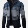 Zip Up Striped Hooded Sweater