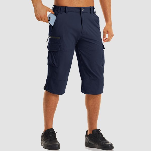 ca91696a705985d7dffb13b9edf61bd11582649b83164d071d26816f99db9ab1.jpg Men's Workout Gym Shorts with 7 Pockets Quick Dry 3/4 Capri for Hiking