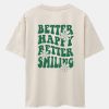 Slogan Floral Back Print Oversize T-Shirt