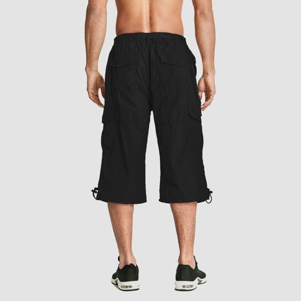 cc77684e7eecbffbeddd07c8983fe9a6b9cc540d8427e4b75359837b3370e019.jpg Men Summer Casual 3/4 Long Cargo Shorts Twill Cotton Elastic Waist Multiple Pockets Comfortable Capris Trousers