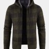 Plaid Zip Up Hooded Sweater