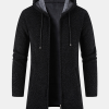 Long Line Textured Hooded Sweater
