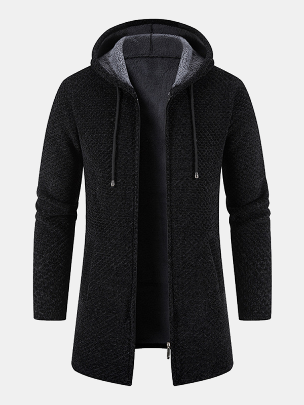 Long Line Textured Hooded Sweater