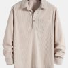 Long Sleeve Polo Collar Corduroy Shirt & Shorts