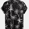 Palm Tree Print Button Up Shirt & Swim Shorts