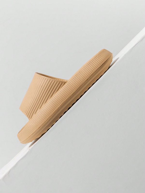 Summer Beach Thick Bottom Non-slip Plastic Slippers Khaki Casual Slip-on Slippers For Women, Khaki Women's Plastic Slippers