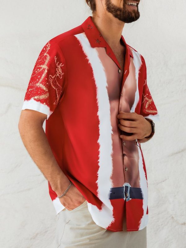 cf67a6fa8ab6d19ba244c33c49b8abbd8c5efd6926f91765efc78ae0ca15257c.jpg Men's New Santa Outfit Print Casual Breathable Hawaiian Short Sleeve Shirt