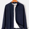 Long Sleeve Stand Collar Corduroy Shirt