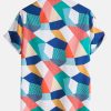Color Block Geometric Print Shirt & Swim Shorts